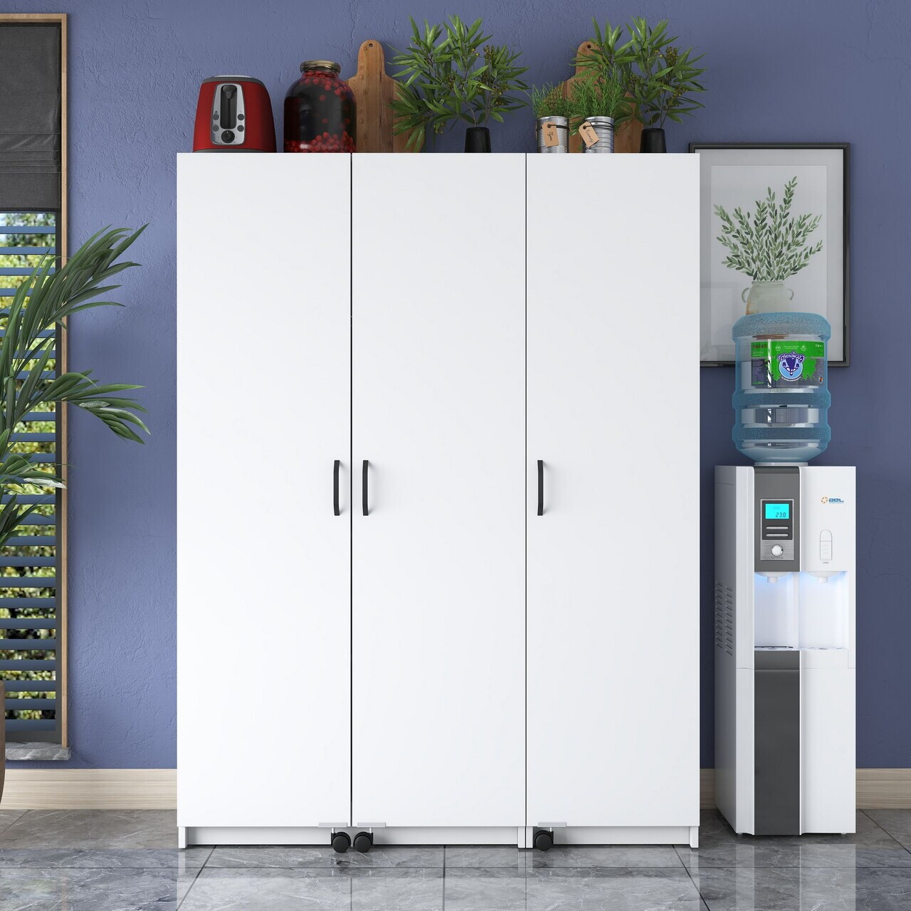 Dulap multifunctional, Hanah Home, JE109, 135x180x42 cm, PAL melaminat, Alb - view 3