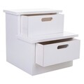 Scaun tip treapta, Melina, Creaciones Meng, 34x34x34 cm, 2 sertare, lemn de paulownia, alb
