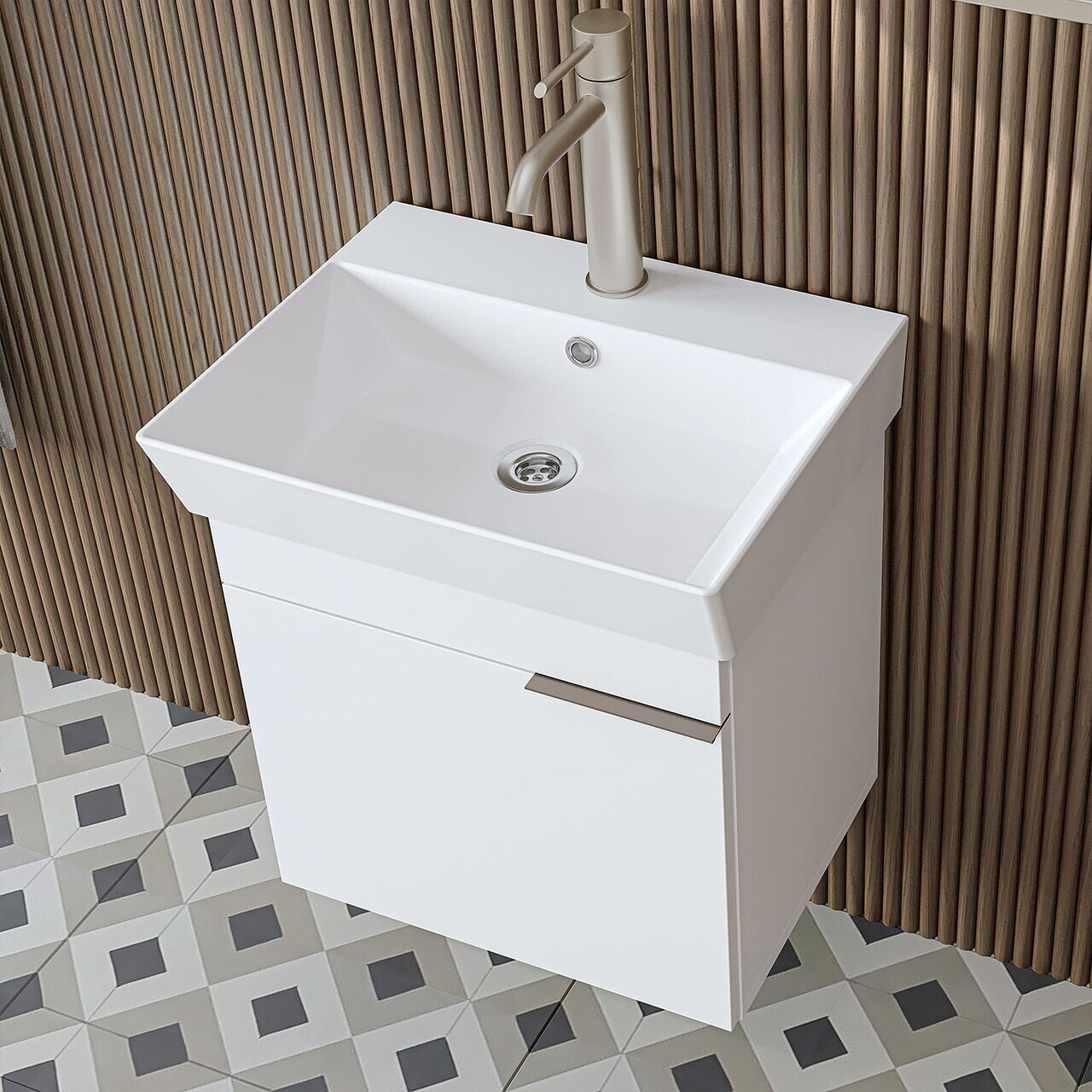 Set Dulap de Baie cu Chiuvetă și Oglindă (2 Piese), Hanah Home, 2915, MDF, Alb — imaginea 5