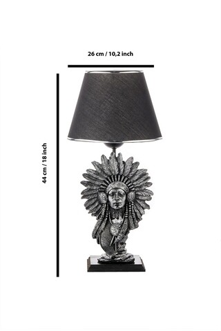 Lampa de masa, FullHouse, 390FLH1956, Baza din lemn, Argintiu / Negru