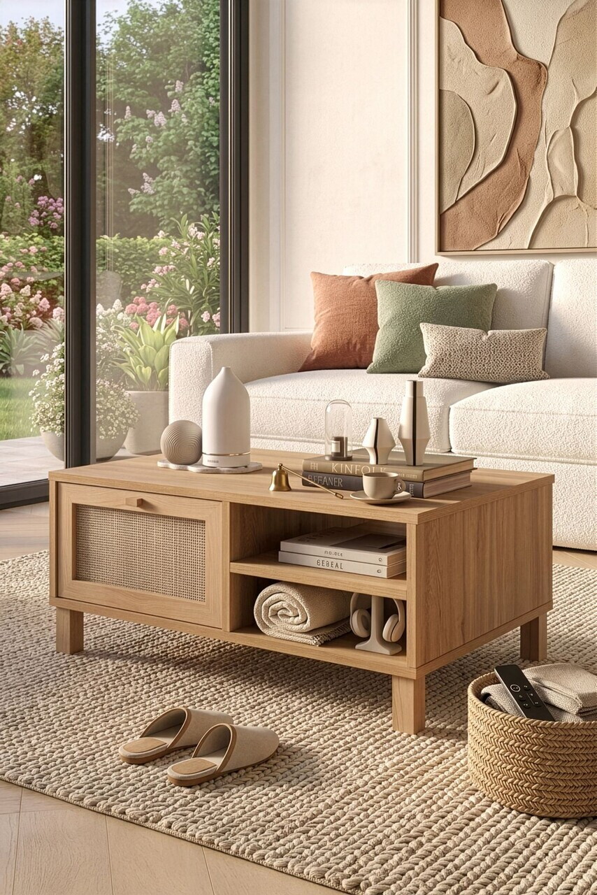 Masuta de cafea, Hanah Home, Dune, 90x38.6x60 cm, PAL, Stejar — imaginea 4