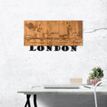 Decoratiune de perete, London v2, lemn/metal, 58 x 30 cm, negru/maro