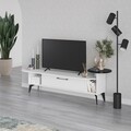 Comoda TV, Decortie, Ada, 188 x 42.6 x 40 cm, pal melaminat, alb/negru