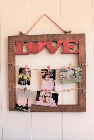 Rama foto, Heart Red , 55x55x1.5 cm, Placaj , Nuc La Moneta