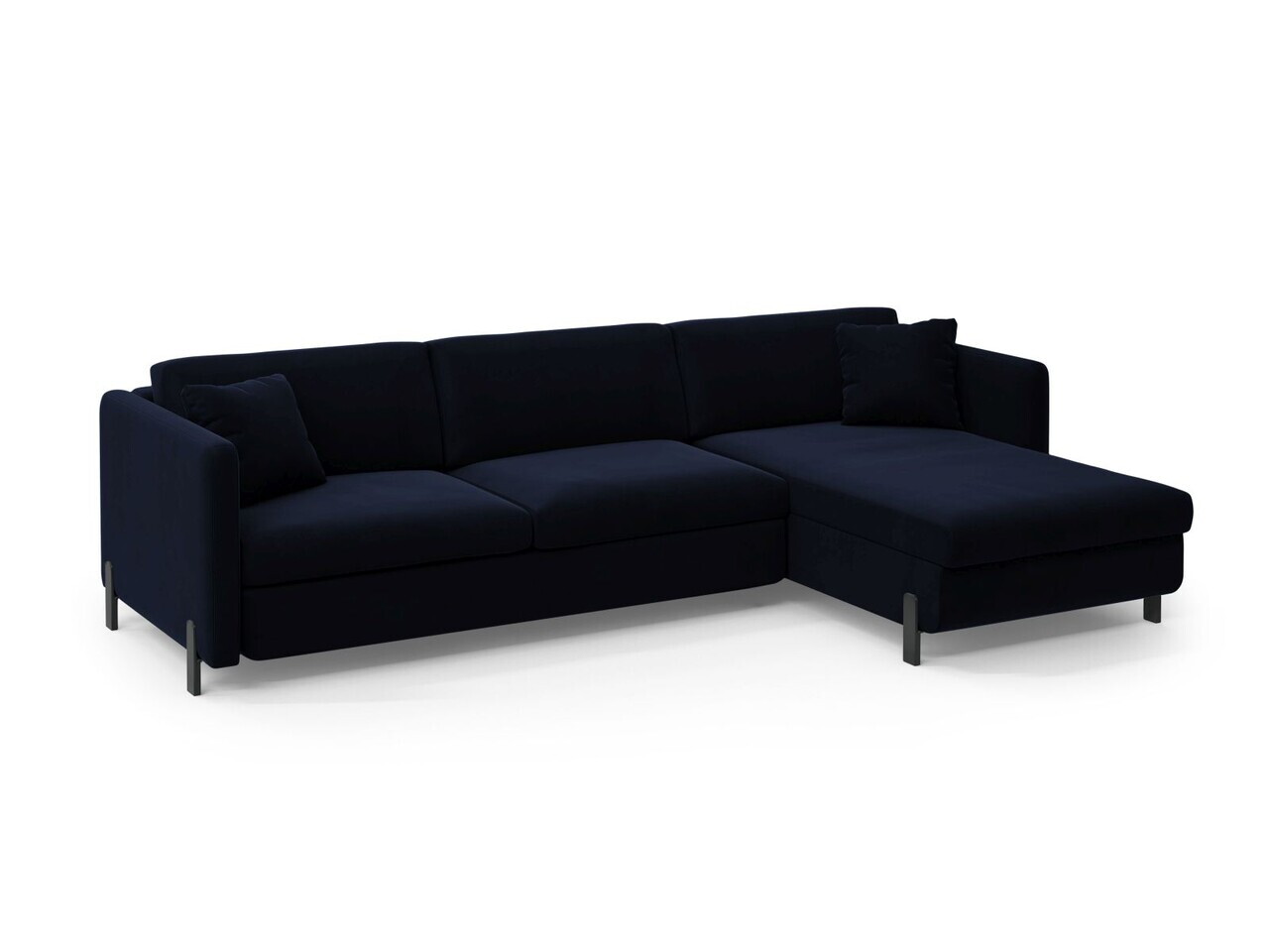 Coltar extensibil dreapta 5 locuri, Gloria, Micadoni Home, 286x170x88 cm, catifea, albastru regal