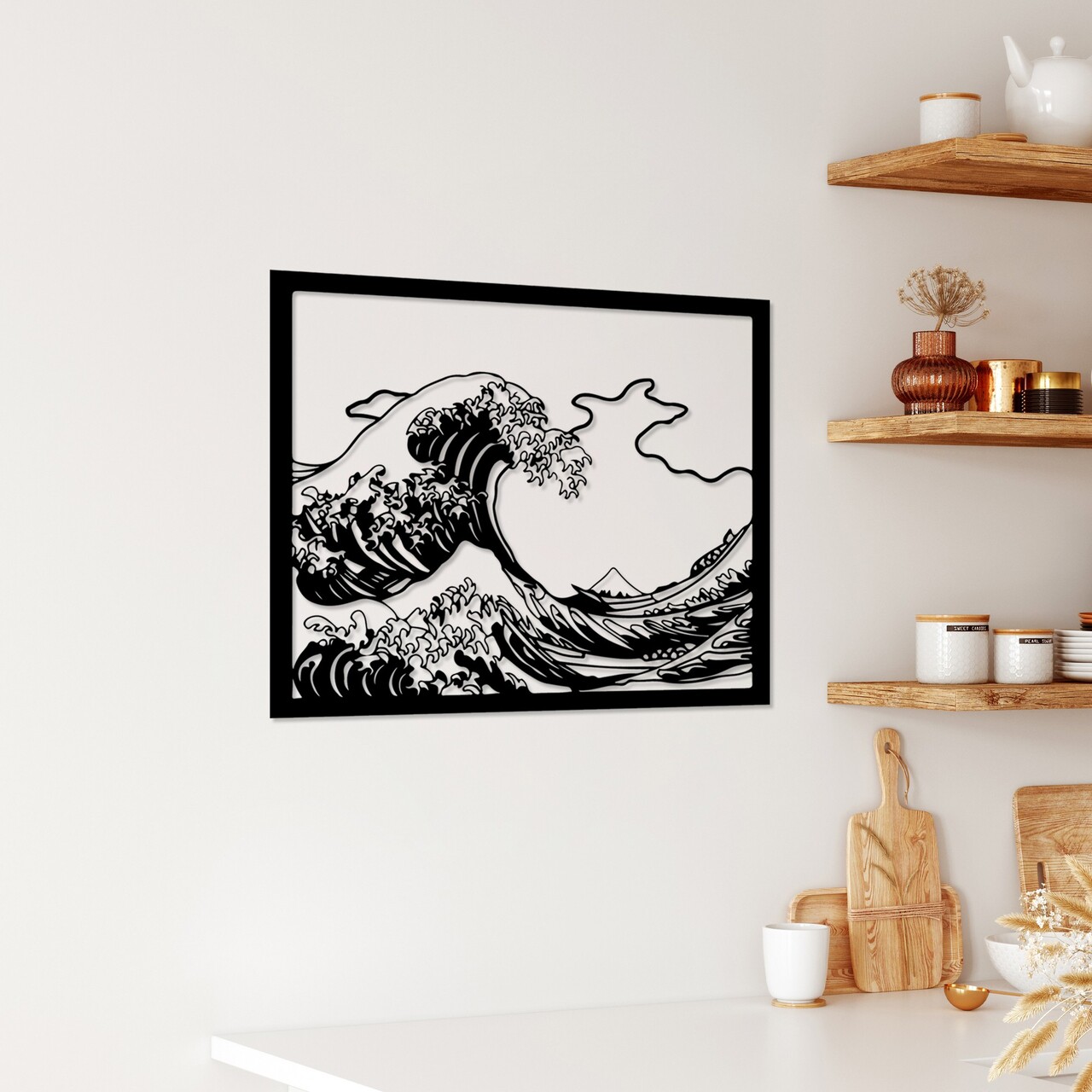 Decoratiune de perete, Hokusai, Dimensiuni: 56 x 45 cm, Negru - view 3