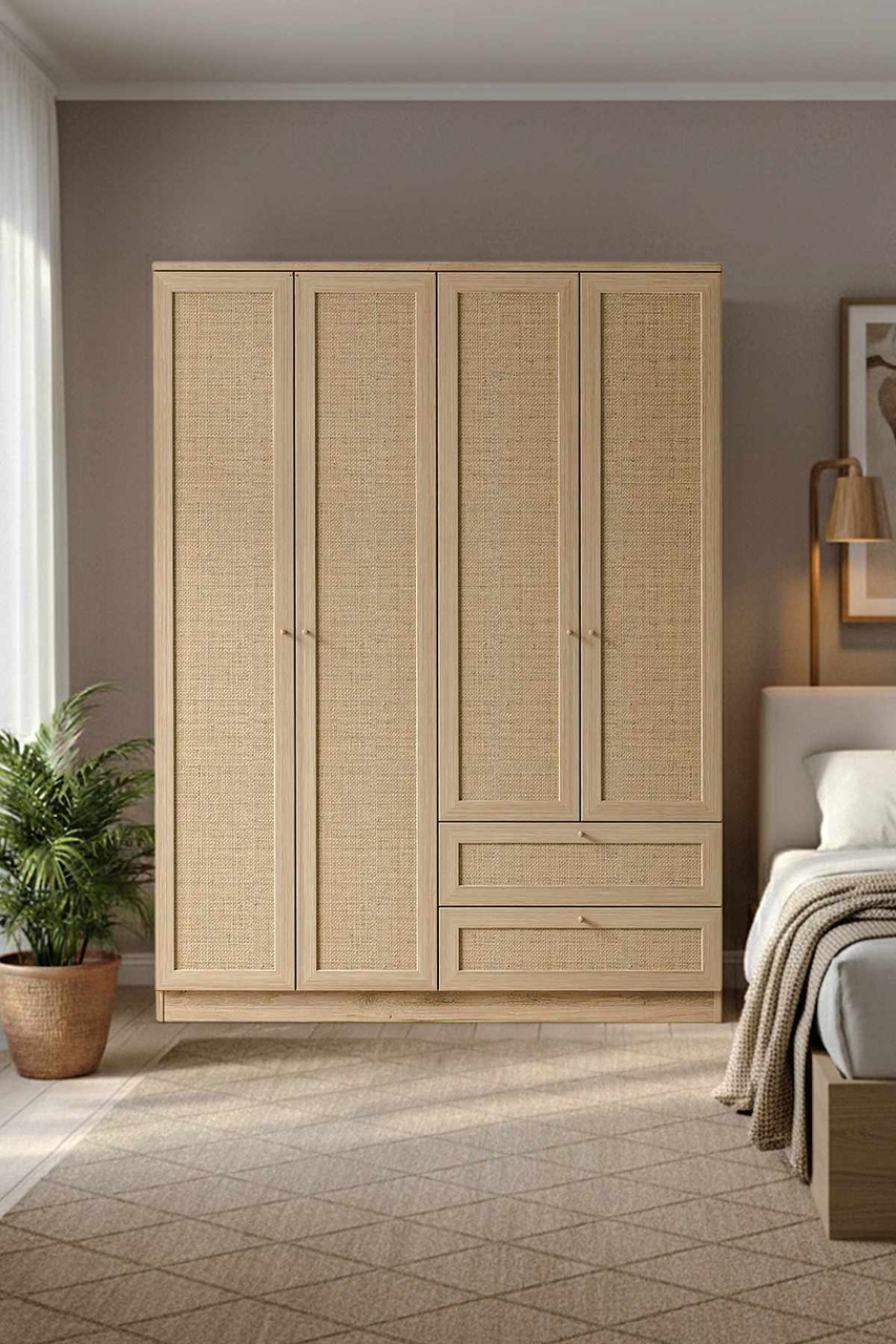 Dulap pentru haine, Hanah Home, Baru 182, 137x182x52 cm, Bej