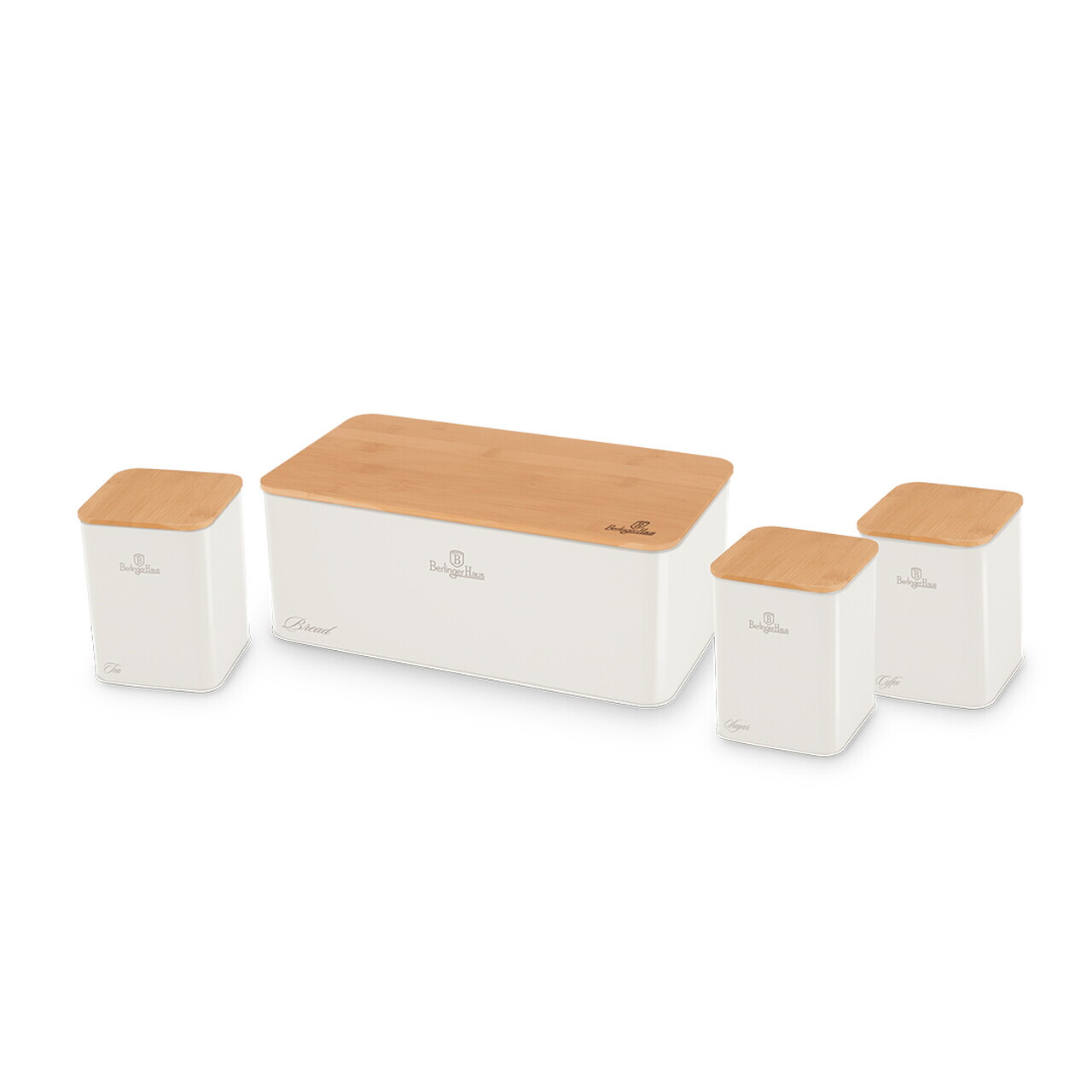 Set cutie pentru paine si 3 recipiente Berlinger Haus, Sahara, 33x18x12 cm, otel carbon, crem mat/natur - imagine 2