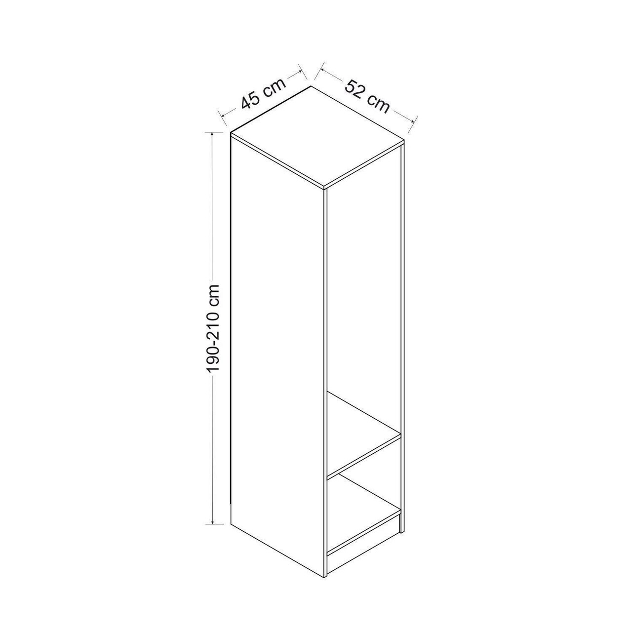 Dulap pentru haine, Minerva, Kale 210, 45x210x52 cm, PAL, Antracit
