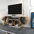 Comoda TV, Retricy, Bal, 140x29.6x55.5 cm, PAL, Alb/Maro
