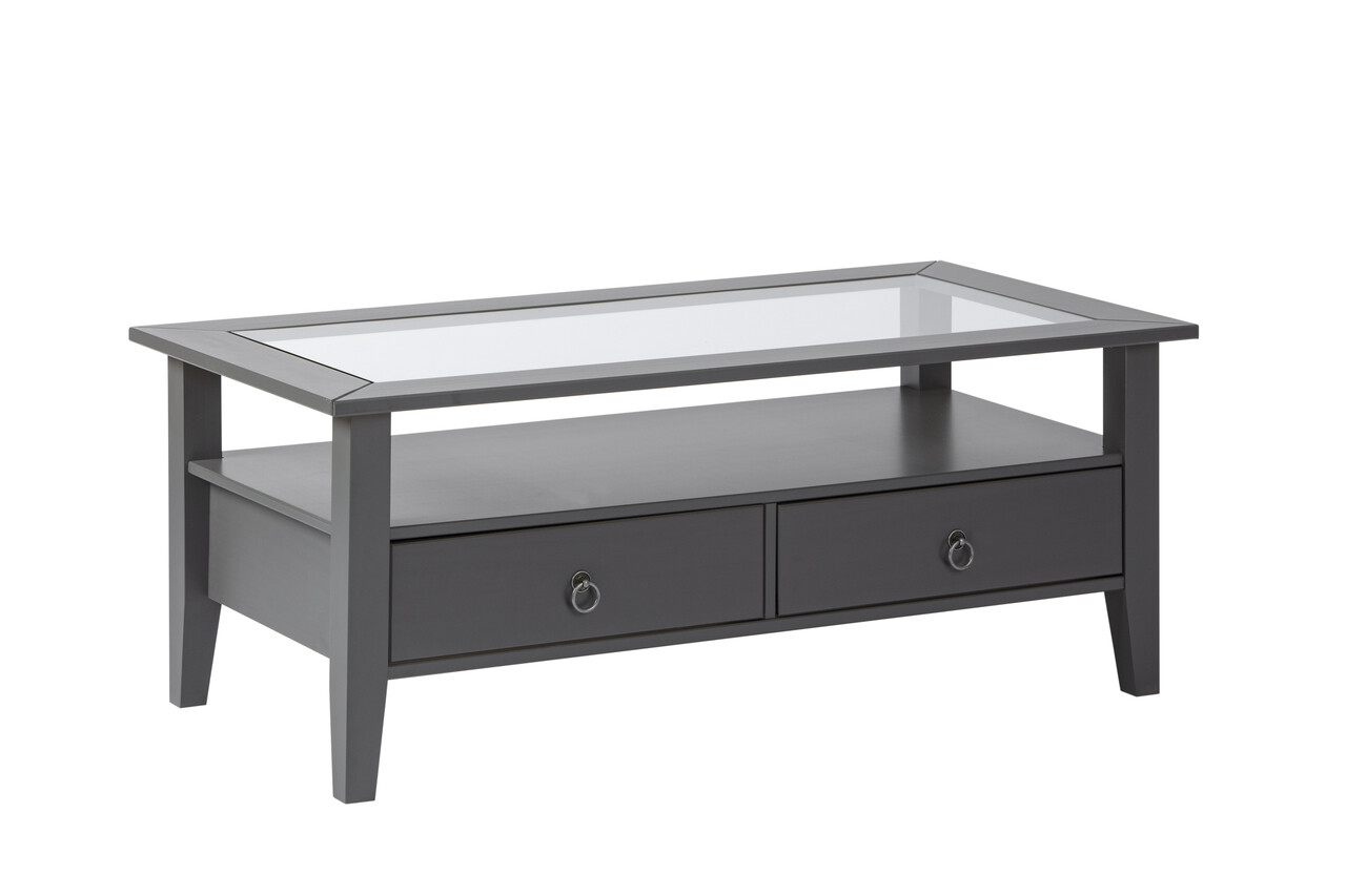 Masuta de cafea Provence 7, Inter Link, 115x60x45 cm, lemn/sticla securizata, gri - imagine 3