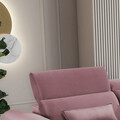 Coltar extensibil dreapta 4 locuri ELTAP, Foble, 267x196x100 cm, lemn/poliester, roz inchis