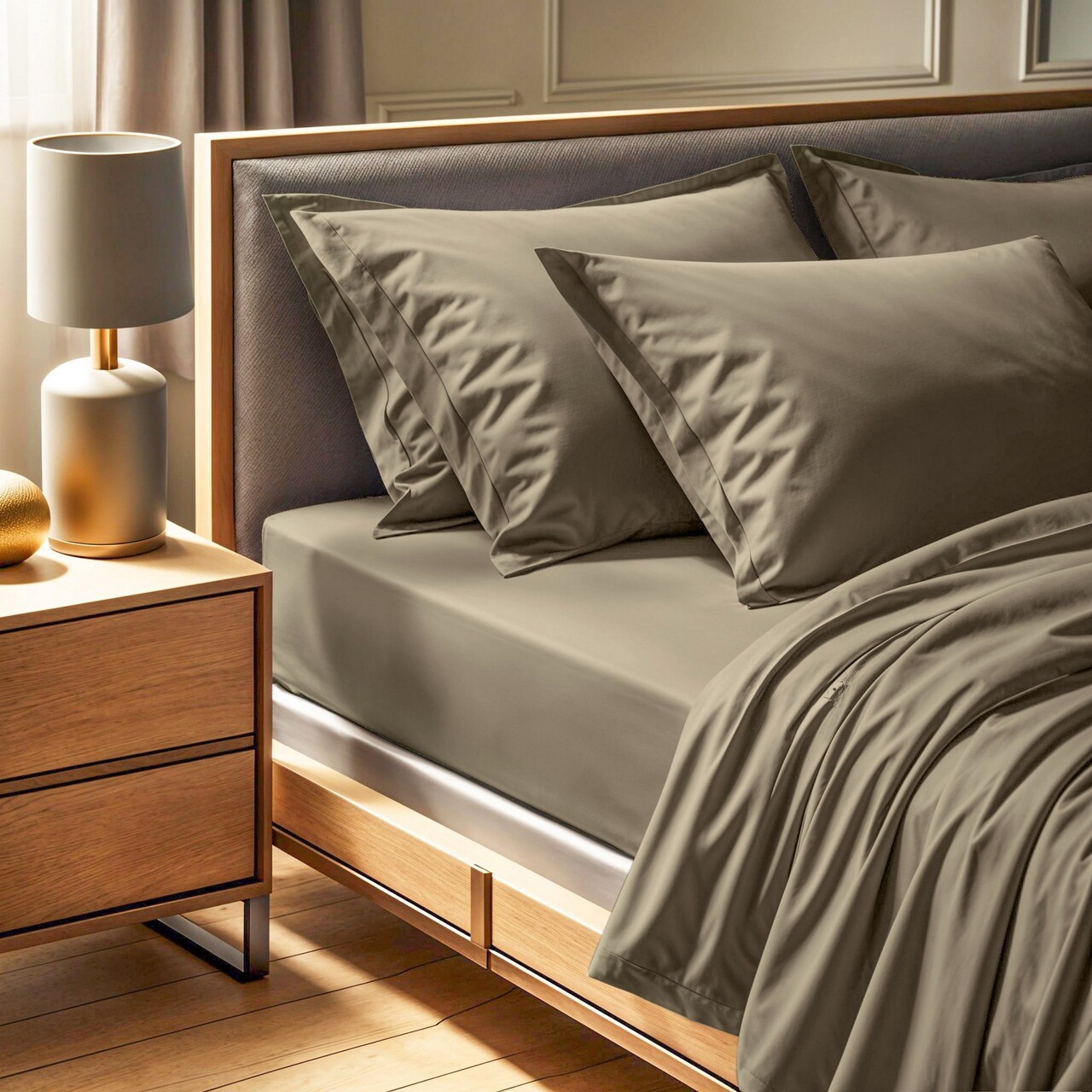 Cearceaf de pat cu elastic Ranforce Single (DE), L'essentiel Maison, Tonne Verte, Bej