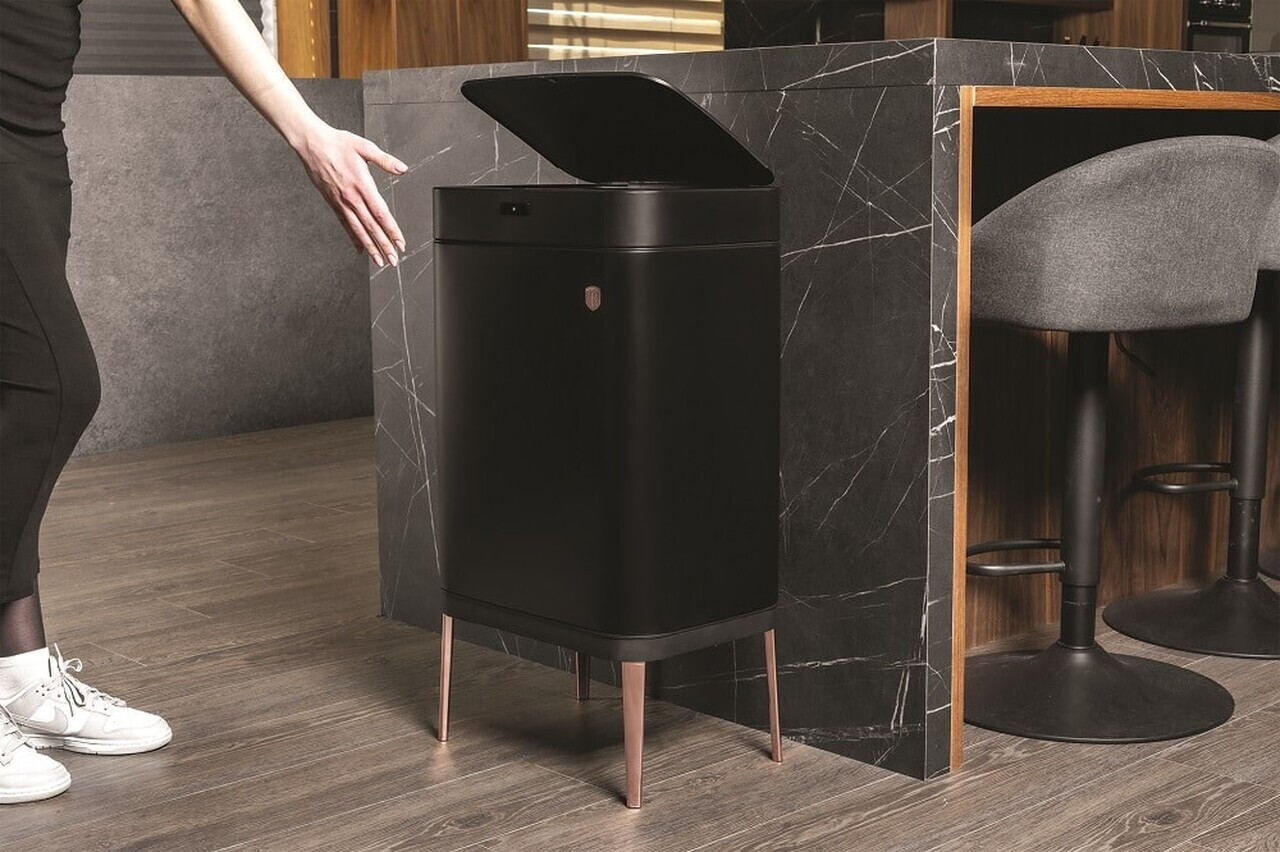 Cos de gunoi cu senzor Berlinger Haus, Black Rose, 42x30x76 cm, 60 L, fier, negru - imagine 2