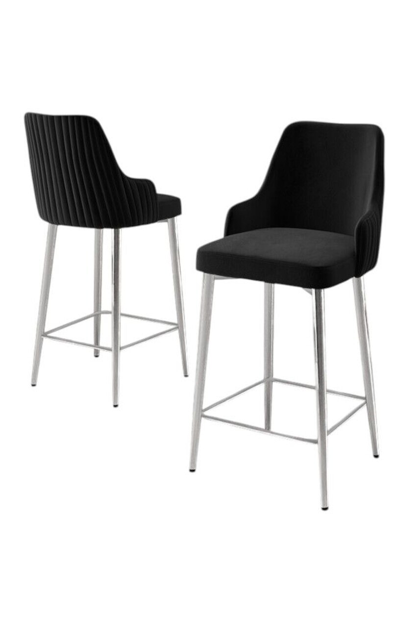Set scaune de bar 6 piese, Hanah Home, Tera, Negru / Crom — imaginea 2
