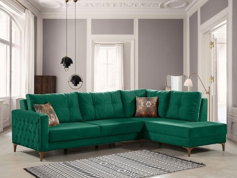 Coltar dreapta Cinar, Pandia Home, 195x87x75 cm, lemn, verde inchis Canapele si coltare
