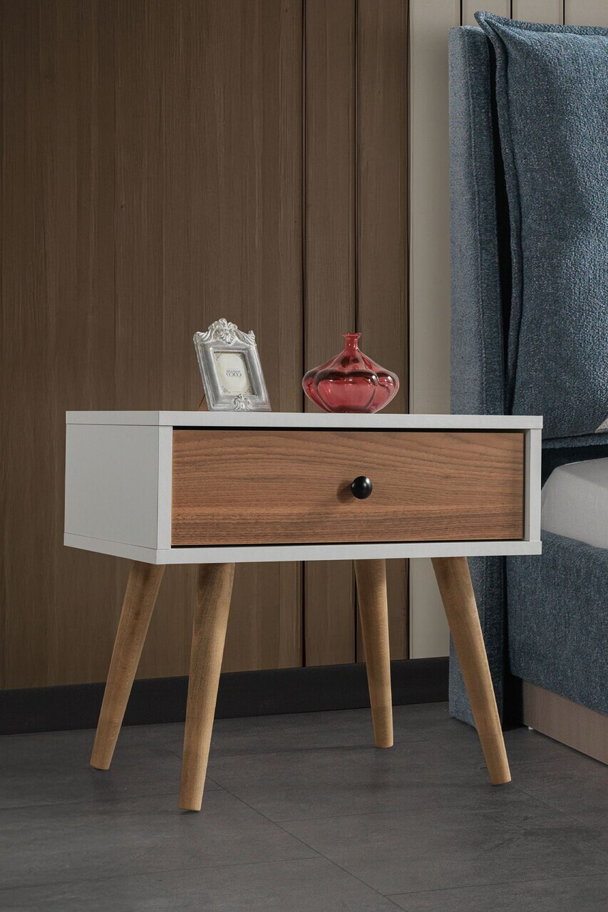 Noptiera, Hanah Home, Vita 5104, 55x49x55 cm, PAL, Alb/Maro — imaginea 2