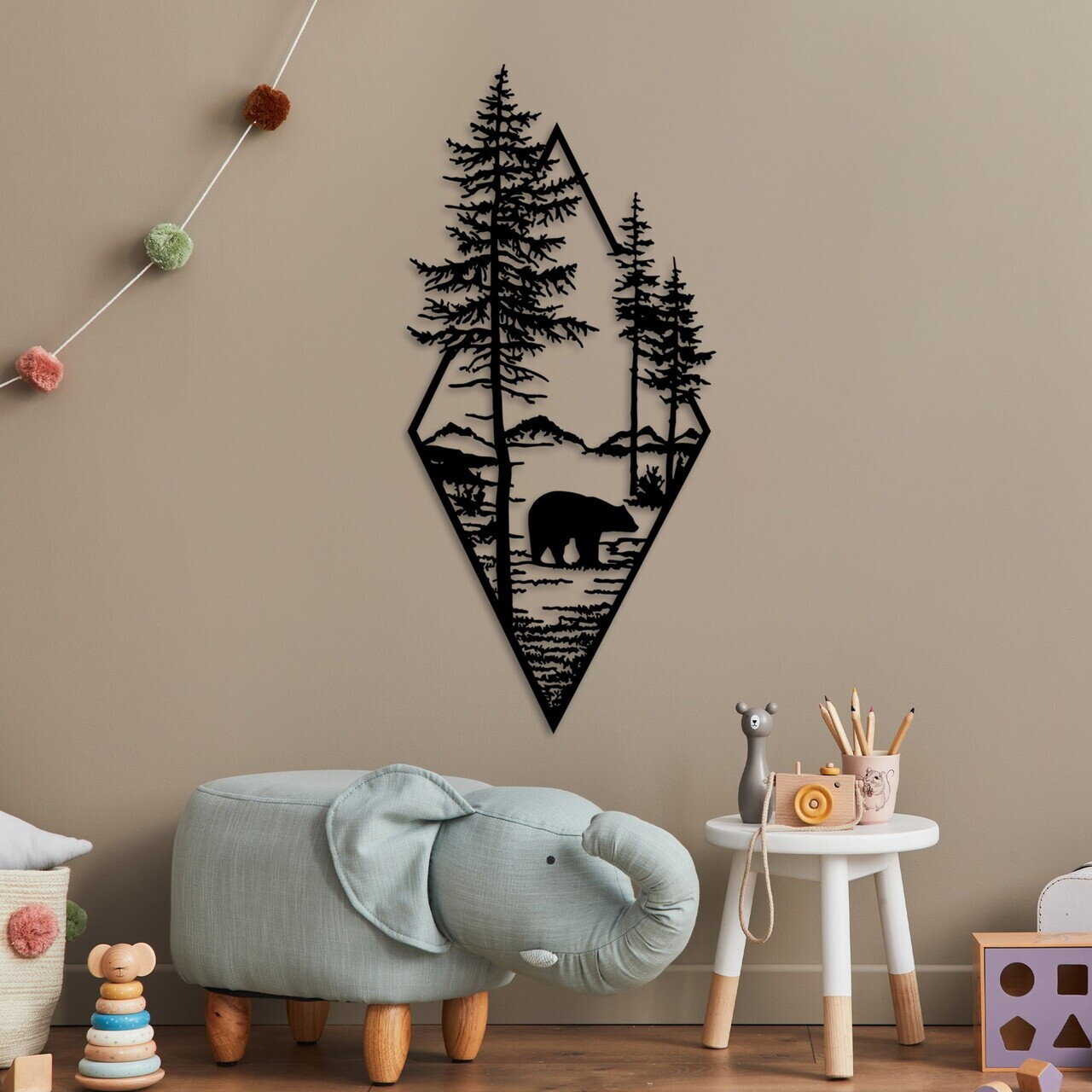 Decoratiune de perete, Bear, Metal, (Grosime: 1,5 mm), Negru — imaginea 2