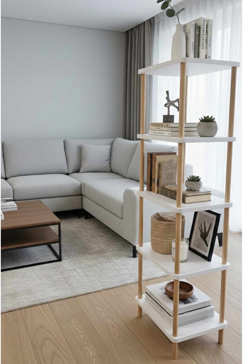 Corp biblioteca, Hanah Home, Pk261, 60x136x25 cm, PAL, Alb — imaginea 3