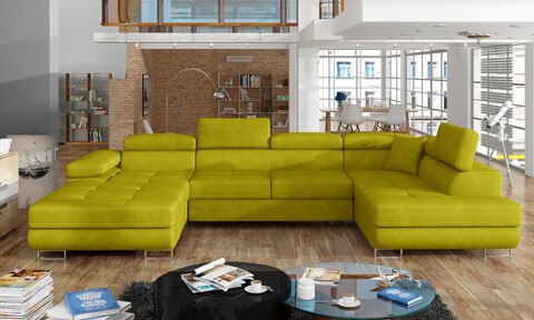 Coltar extensibil dreapta 6 locuri ELTAP, Rod-47, Rodrigo, 345x202x90 cm, lemn/poliester, galben