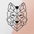 Decoratiune de perete, Wolf2 Metal Decor, metal, 41 x 57 cm, negru