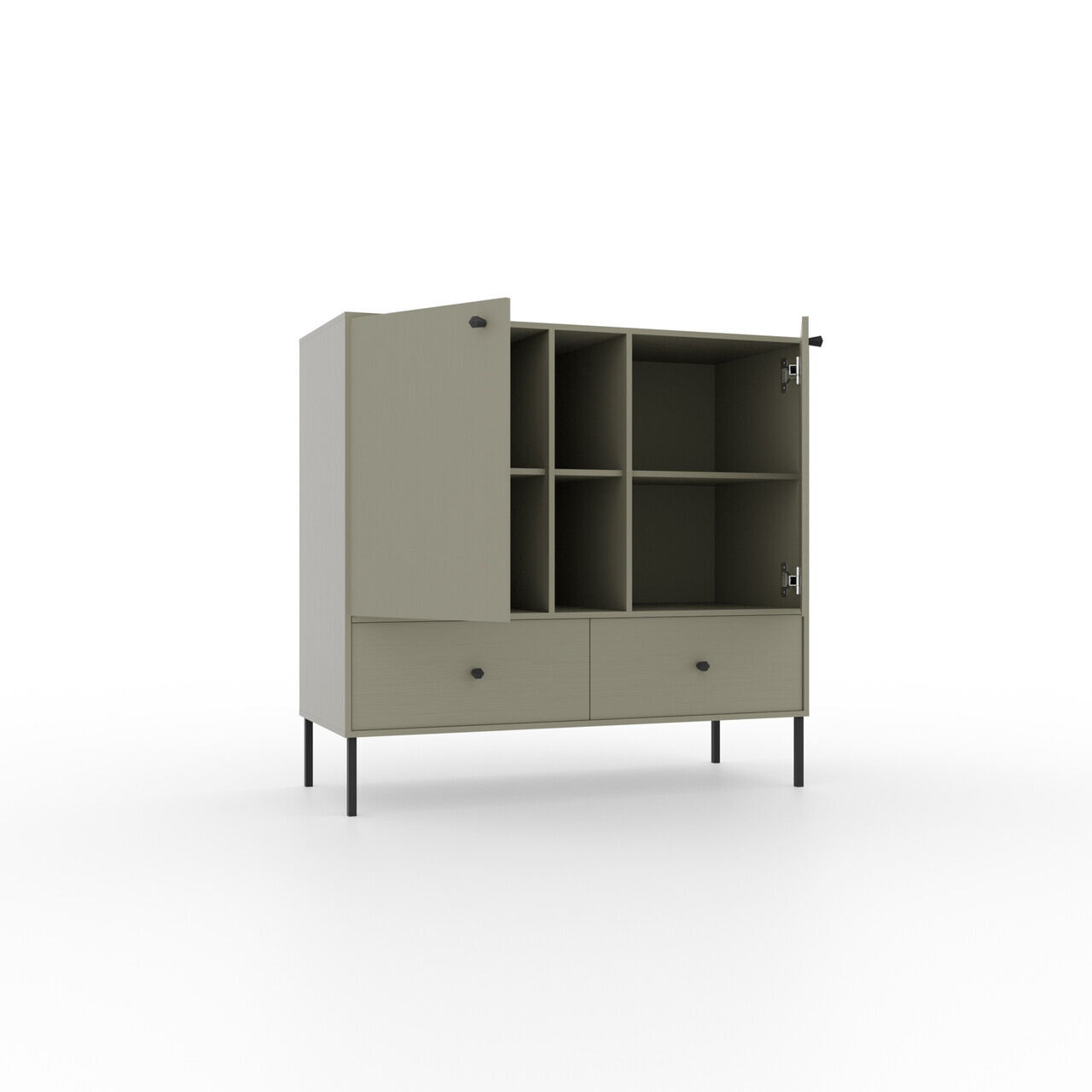 Comoda ADRK, Tili 2D 2S 2P, 100.2x40.8x95 cm, PAL laminat, verde eucalipt — imaginea 3