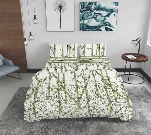Lenjerie de pat dubla king size, bamboo, bedora, 4 piese, 240x240 cm, bumbac satinat 200 tc, multicolor