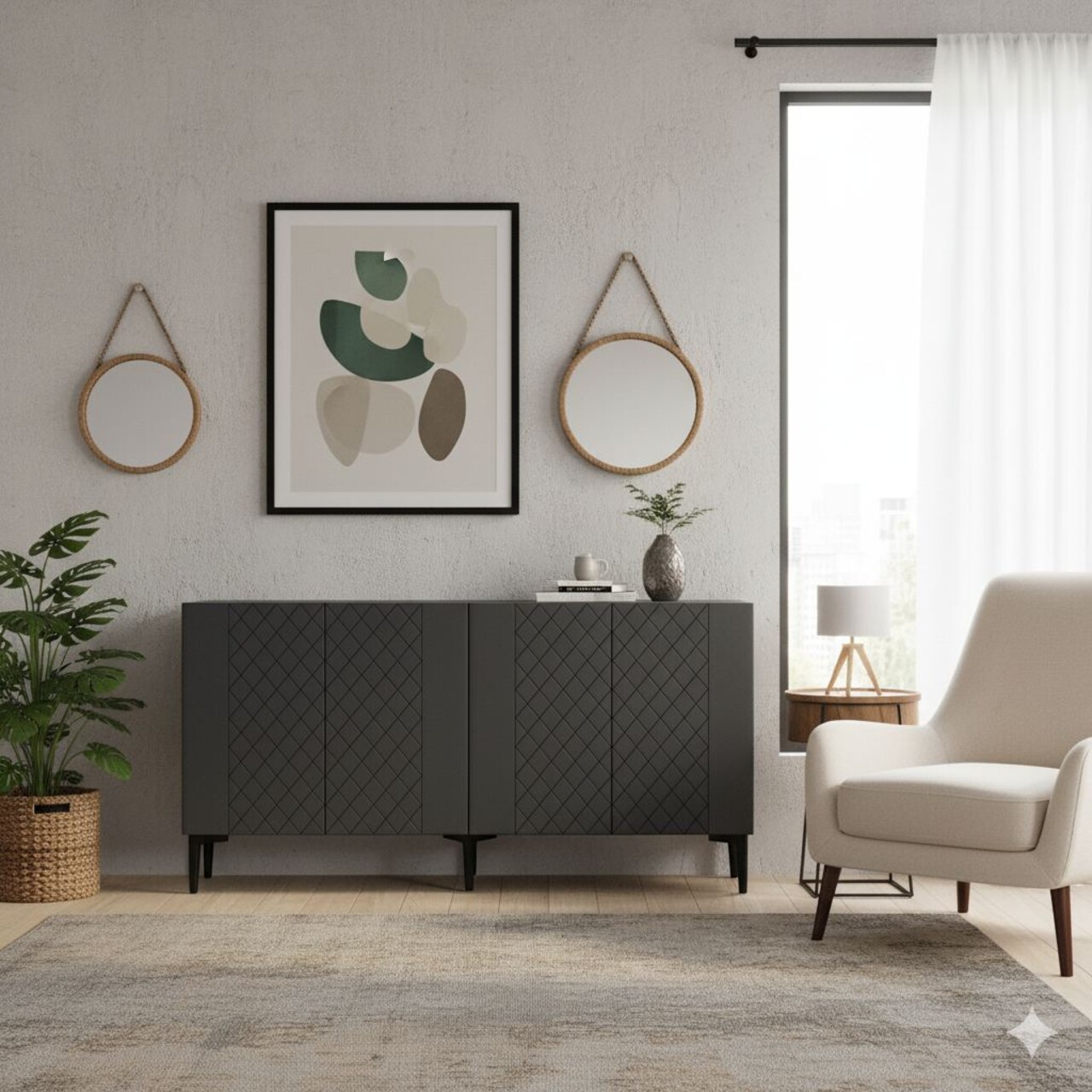 Consola, Hanah Home, Resso 150, 150x75x32 cm, Antracit - view 2
