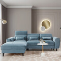 Coltar extensibil stanga 4 locuri ELTAP, Foble, 267x196x100 cm, lemn/poliester, albastru deschis