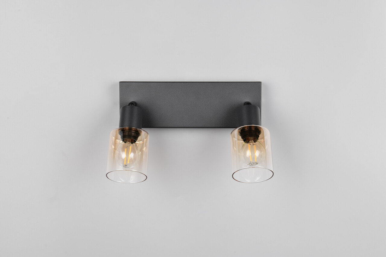 Plafoniera Cadiz, RL, 27.5x8.5x17 cm, 10W, 2x E14, metal, negru mat