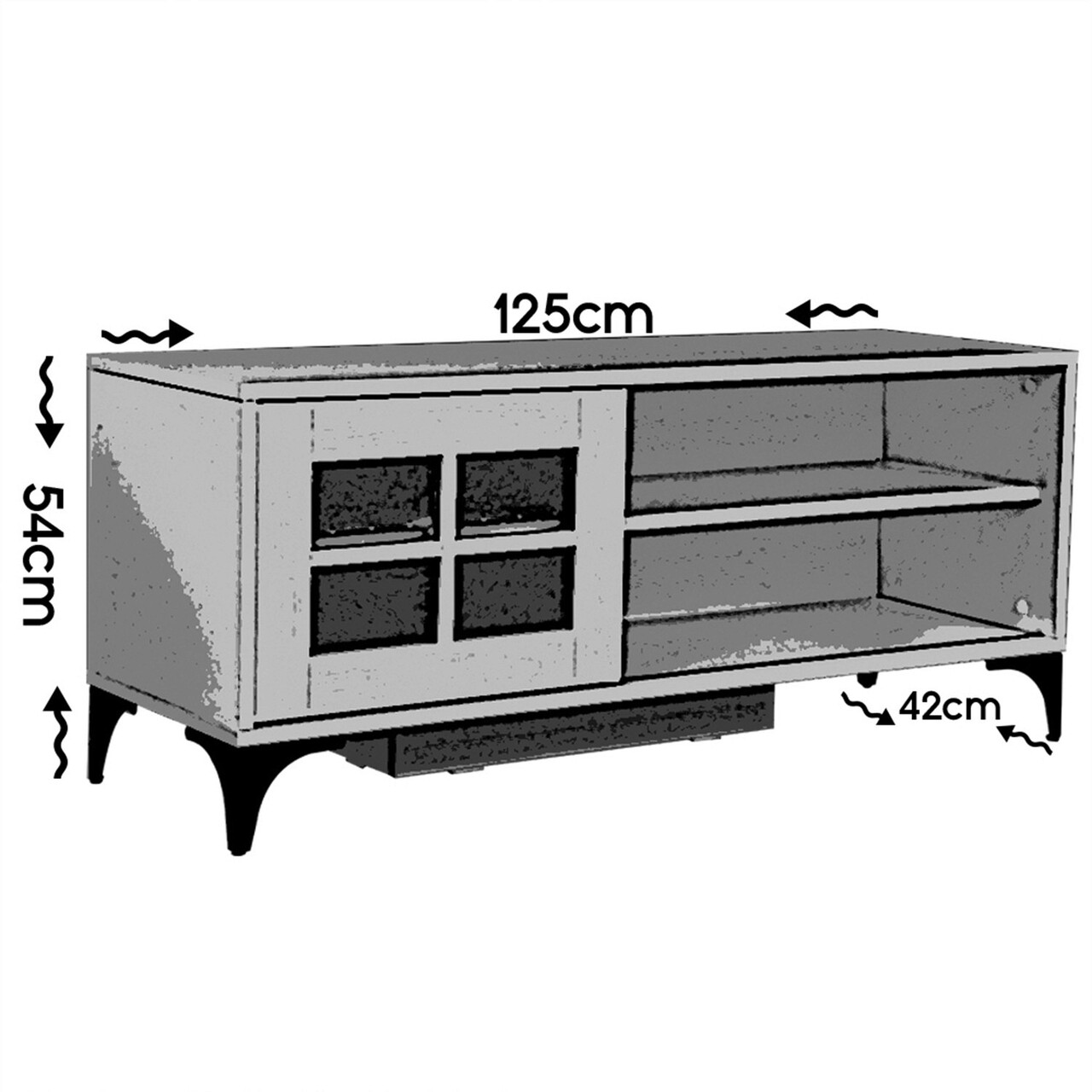 Comoda TV, Comforty, Revival 125Lk, 125x54x42 cm, Alb