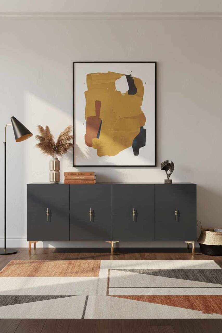 Consola, Hanah Home, Ayshe 180, 180x75x32 cm, Antracit / Aur — imaginea 3