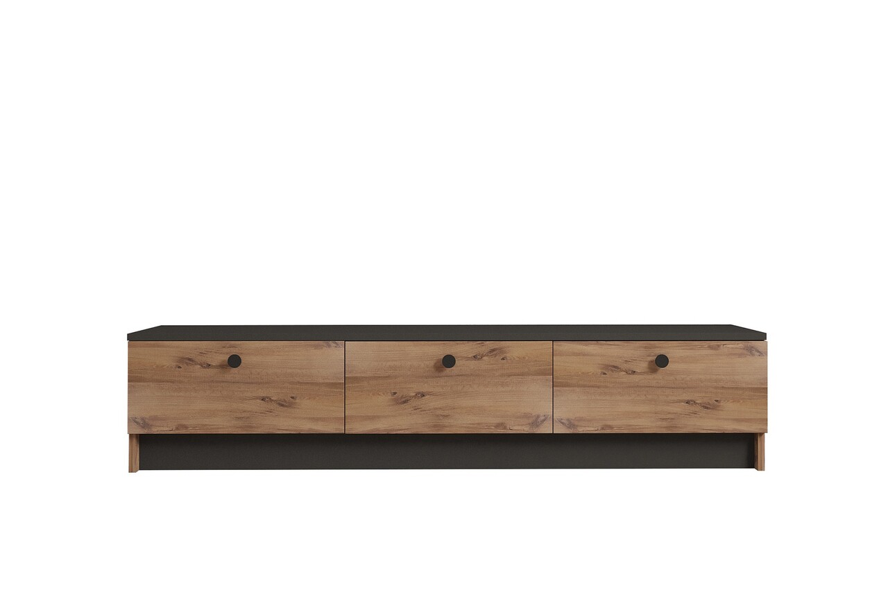 Comoda TV, Hanah Home, Pega, 160x35x35 cm, Stejar negru / safir - view 6