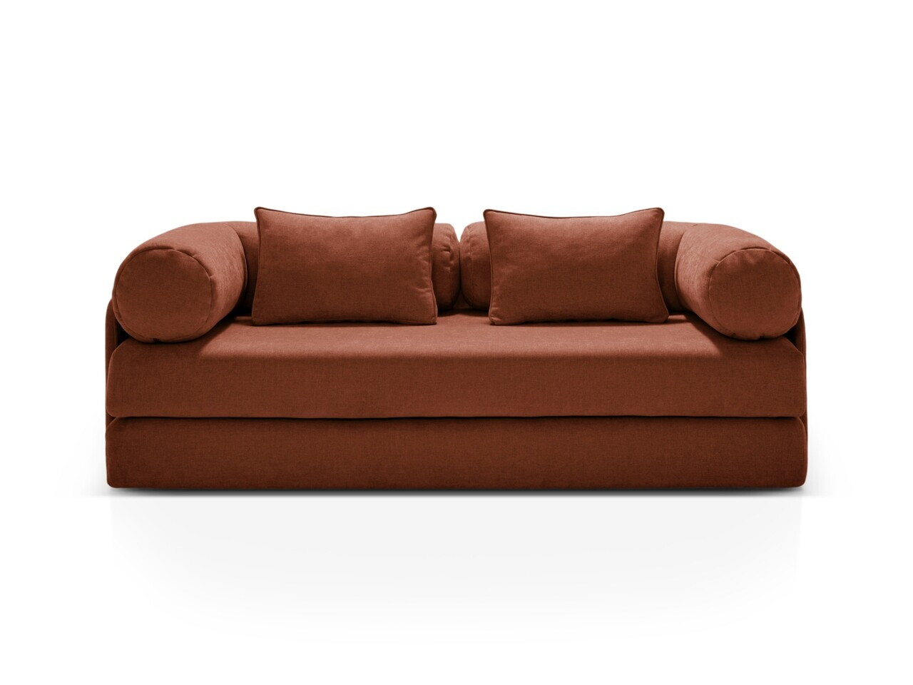 Canapea extensibila 3 locuri, Dreamy, Micadoni Home, 206x95x70 cm, tesatura structurata, caramiziu