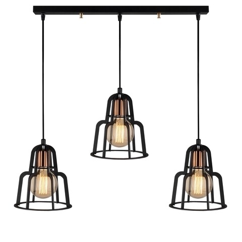 Lustra Endustri MR – 782, Opviq, 100 x 20 x 115 cm, 3 x E27, 100W, negru /100