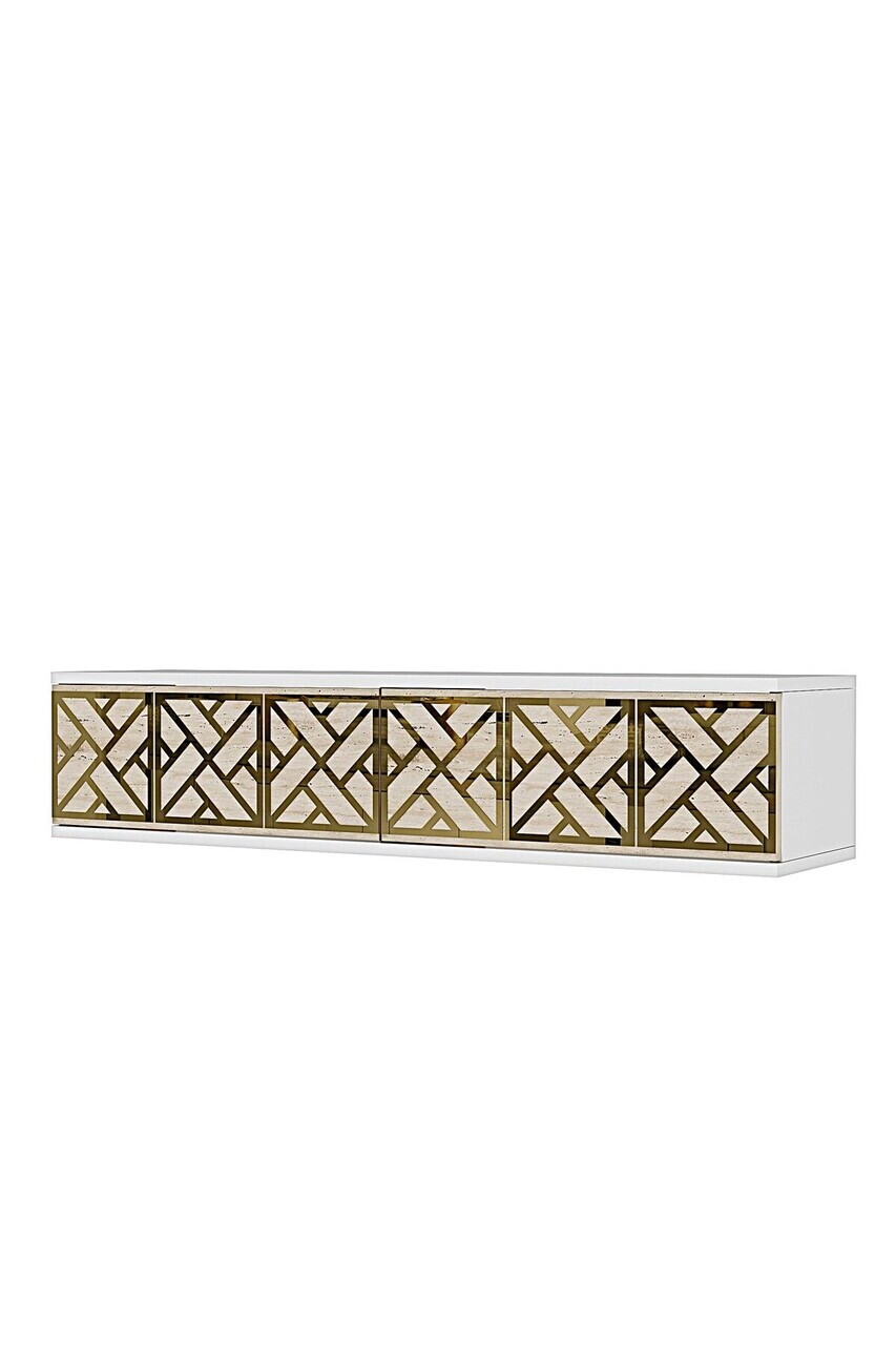 Dulap, Hanah Home, Arex 120, 120x25.5x29.6 cm, White / Travertine / Gold — imaginea 5