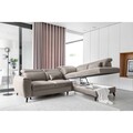 Coltar extensibil dreapta 4 locuri ELTAP, RT-04GO, Noble, 255x201x100 cm, lemn/poliester, gri deschis