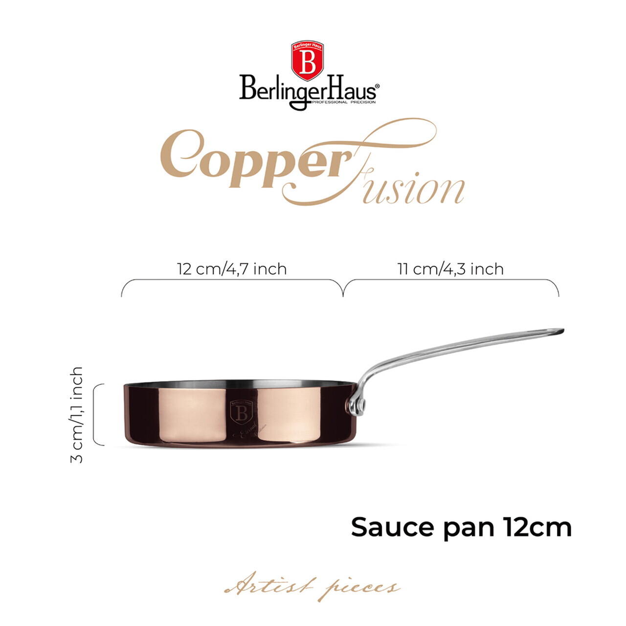 Tigaie Berlinger Haus, Copper Touch, 12 cm, inox, cupru - imagine 10