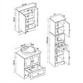 Set Dulap de Baie cu Chiuvetă și Oglindă (3 Piese), Hanah Home, 2409, MDF-LAM, Alb mat