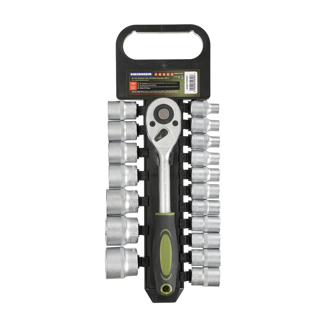 Trusa cu scule Heinner, 19 piese CR-V 1/2 - 1 | YEO