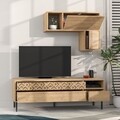 Comoda TV cu raft, Decortie, Heaton, pal melaminat, stejar