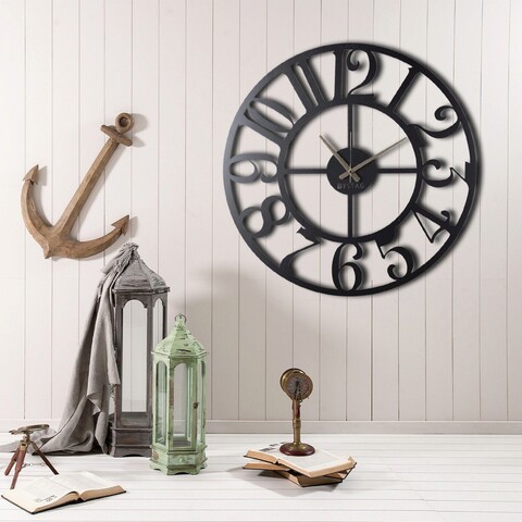 Ceas de perete, circle, metal, dimensiune: 50 x 50 cm, negru