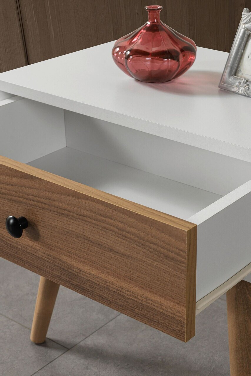Noptiera, Hanah Home, Vita 5104, 55x49x55 cm, PAL, Alb/Maro — imaginea 5