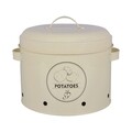 Recipient depozitare cartofi, Esschert, 23.3 x 27.5 x 21 cm, otel carbon, crem/negru