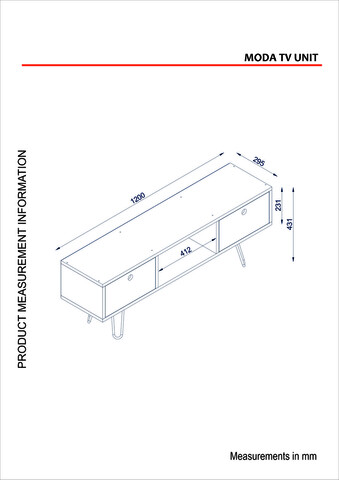 Comoda TV, Furny Home, Moda, 120x43.1x29.5 cm, Maro