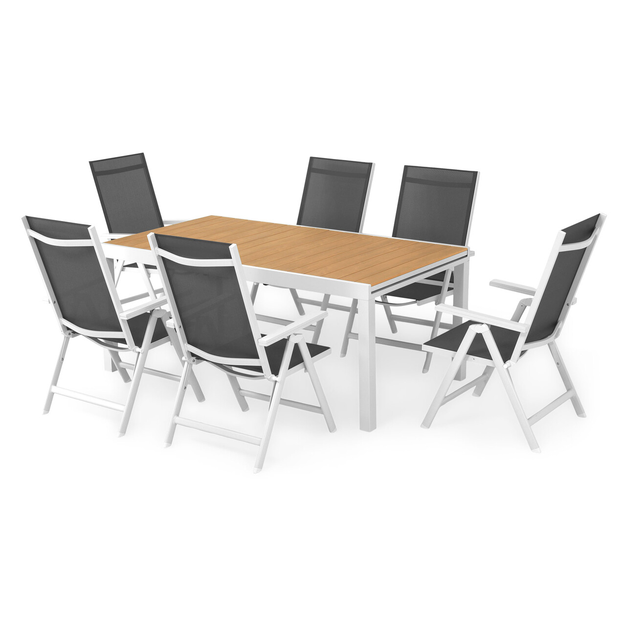Set masa + 6 scaune Calobra, 180/240x100x74 cm, aluminiu, multicolor - 1 | YEO
