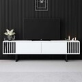 Comoda TV, Bexley, Chrome Line, Alb/Negru