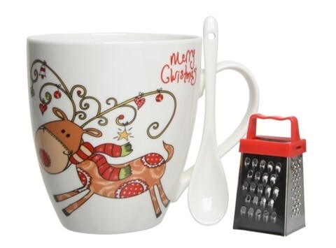 Set cana si mini razatoare Deer, Decoris, portelan, multicolor