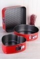 Set 3 tavi de copt, Kosova, Red, margine detasabila, otel/teflon