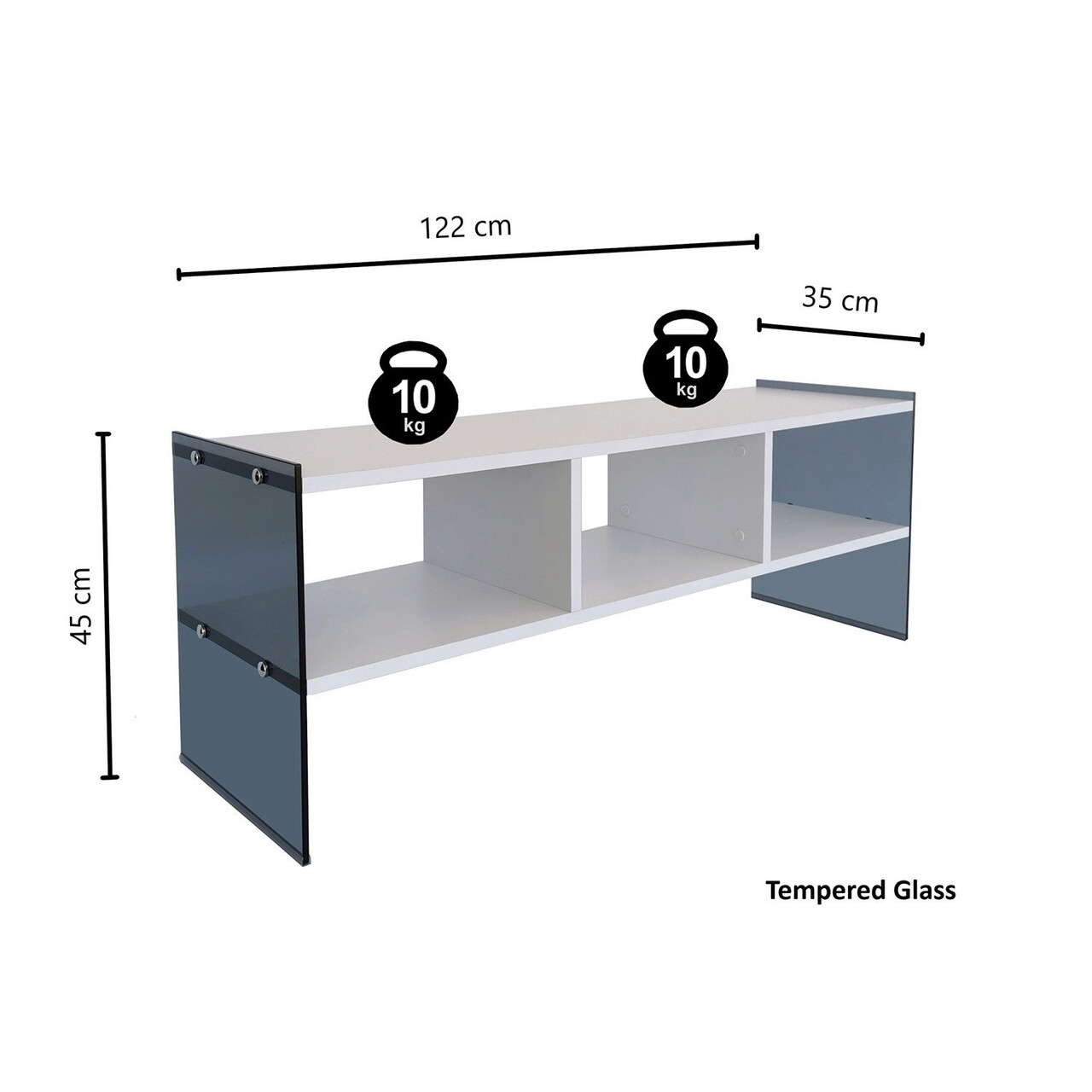 Comoda TV, Neostill, TV401, 120x45x35 Cm, Alb / Fum